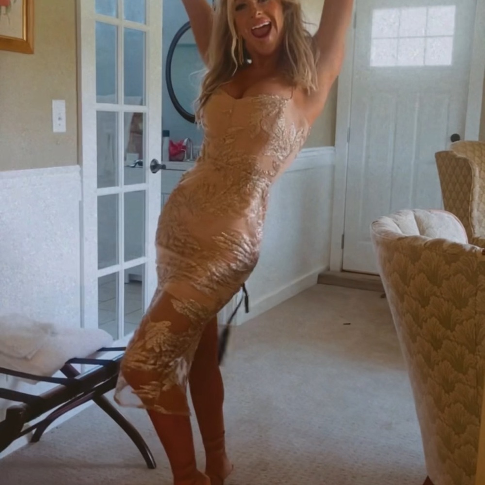 Nookie Stunning Gold and Nude Midi Dress